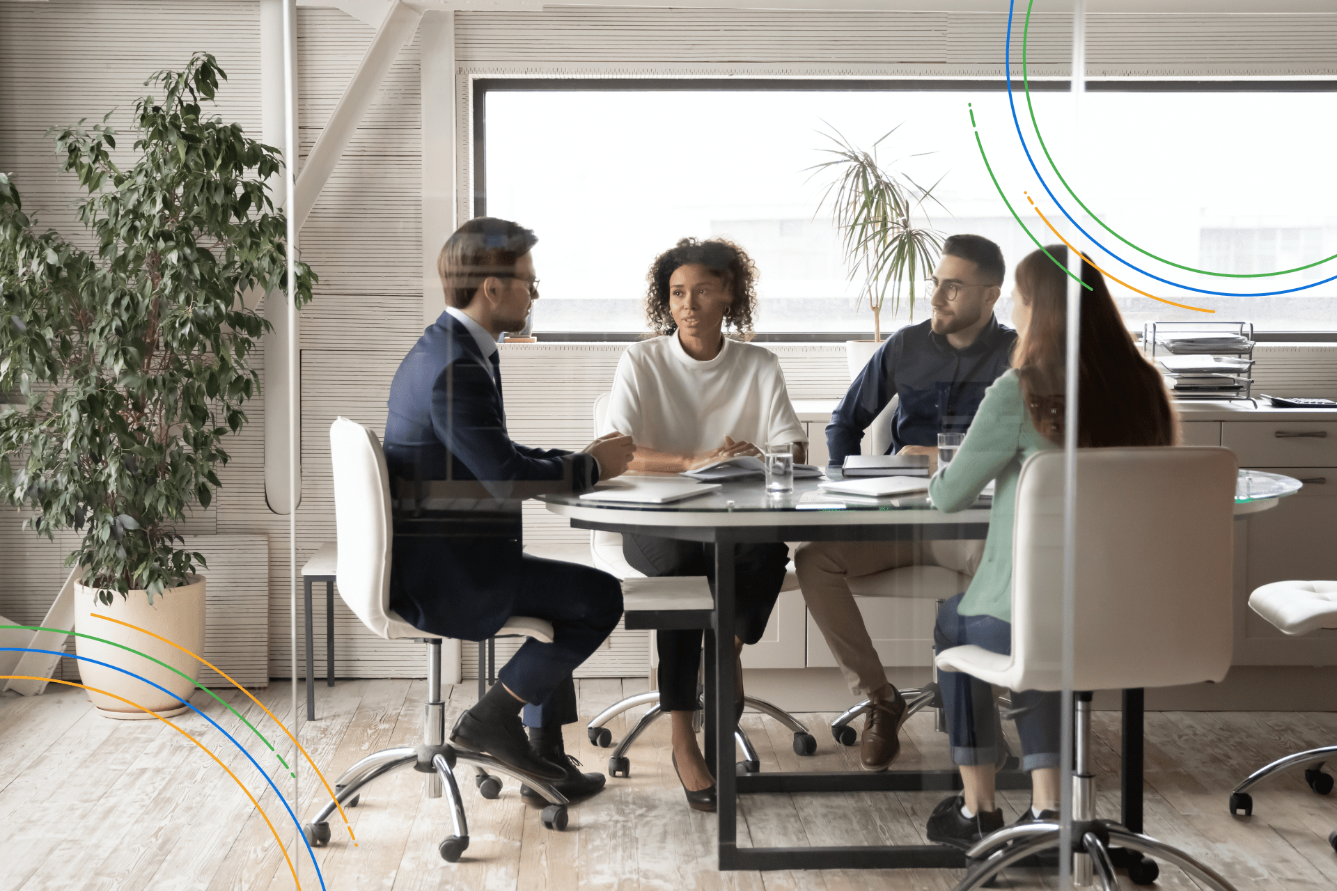 a team of traffic professionals meeting in a boardroom