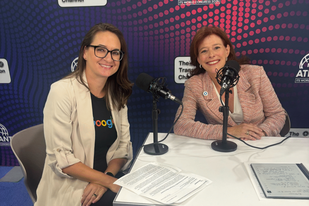 Lyne Jacques being interviewed by Kristin White for the Transportation Network podcast