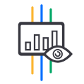 Icon of a bar chart with an eye, representing accurate data