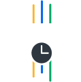 Icon of a schedule with a clock and person, representing monitoring